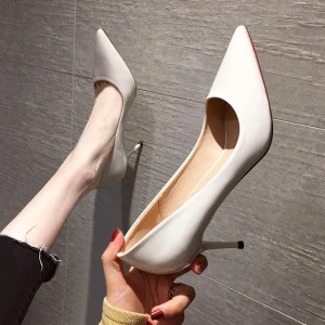 Fashion White Office Ol Pumps 2021 7 Cm Stiletto Heels Pointed Toe Pumps High Heels