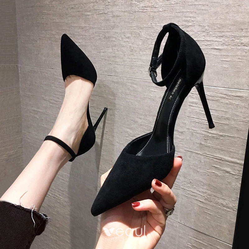 Black Pointed Toe Shallow Office Women Pumps Basic High Heels 3cm 5cm 7cm  Slip-On Korean Designer Shoes Non-slip Lightweight EVA - AliExpress