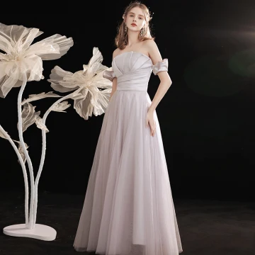 Eleganckie Fioletowe Szary Sukienki Na Bal 2021 Princessa Przy Ramieniu Kótkie Rękawy Bez Pleców Długie Bal Sukienki Wizytowe