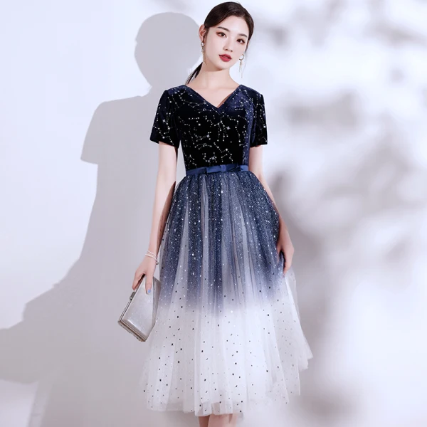 Modern Fashion Navy Blue Suede Homecoming Graduation Dresses 2021 A-Line Princess V-Neck Modern Fashion Navy Blue Suede Homecoming Graduation Dresses 2021 A-Line Princess V-Neck