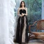 Affordable Black Ruffle Prom Dresses 2021 A-Line / Princess Spaghetti Straps Beading Sequins Lace Flower Sleeveless Backless Floor-Length / Long Prom Formal Dresses