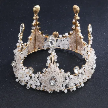 Unika Vita Guld Tiara Brudsmycken 2017 Rhinestone Metall