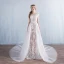 Modern / Fashion A-Line / Princess Beach Wedding Dresses 2017 Short Sleeve Backless Appliques White Glitter Lace Bow Sash Detachable Chapel Train