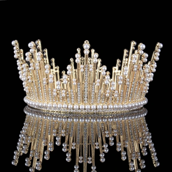 Złote Rhinestone Perła Metal Tiara 2017 Vintage Najpiękniejsze / Ekskluzywne Biżuteria Ślubna