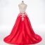 Luxe Rouge Robe De Bal 2017 Sans Manches Perlage Paillettes Faux Diamant Volants Appliques Dos Nu Glitter Satin Robe De Ceremonie