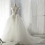 Schöne Ivory / Creme Brautkleider 2017 Kurze Ärmel Applikationen Mit Spitze Rückenfreies Rüschen Tülle Stoffgürtel Abnehmbar Hof-Schleppe
