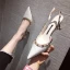 Fashion White Casual Rivet Womens Sandals 2021 Ankle Strap 5 cm Stiletto Heels Pointed Toe Sandals High Heels