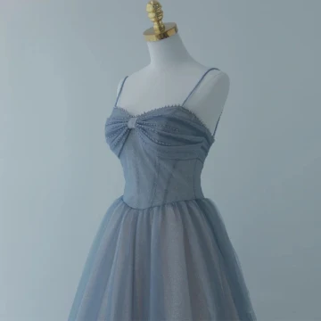 Encantador Azul Cielo Vestidos De Gala 2021 A Line Princess Spaghetti Straps Rebordear Sin Mangas Sin Espalda Largos Gala Vestidos Formales