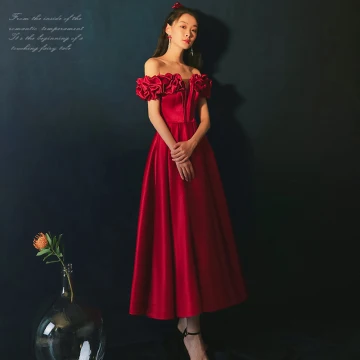 Charming Burgundy Prom Dresses 2021 A Line Princess Ruffle Off The Shoulder Short Sleeve Backless Floor Length Long Prom Formal Dresses