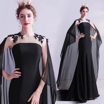 Vintage Retro Black Prom Dresses 2021 Trumpet Mermaid Scoop Neck Beading Lace Flower Sleeveless Sweep Train Prom Formal Dresses