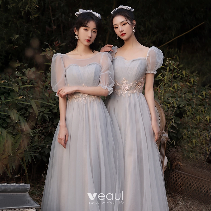 Grey long sleeve bridesmaid dresses clearance