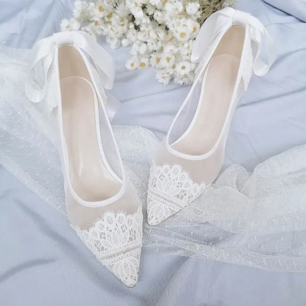 Elegant Simple Lace Flower Wedding Shoes Lace Wedding Shoes