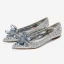 Charming Cinderella Silver Crystal Wedding Shoes 2021 Leather Rhinestone Pointed Toe Flat Wedding Heels