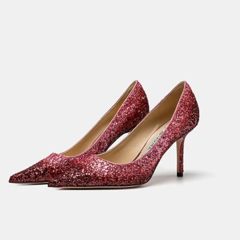 Scintillantes Rouge Paillettes Soirée Escarpins 2021 8 Cm Talons Aiguilles À Bout Pointu Escarpins Talons Hauts