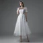 Simple Blanche Courte Robe De Mariée 2021 Princesse Encolure Carrée Manches Courtes Dos Nu Mariage