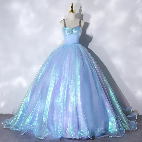 strapless open back dress Ethereal Blue Cinderella Ball Gown – Strapless Sequin Tulle Prom Dress –  Viniodress