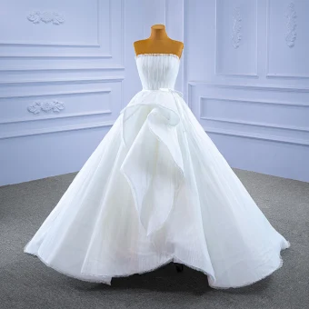 Haut De Gamme Blanche Volants En Cascade Robe De Mariée 2021 Robe Boule Volants Bustier Sans Manches Dos Nu Longue Mariage