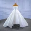 Haut de Gamme Blanche Robe De Mariée 2021 Robe Boule Perlage Volants Bustier Sans Manches Dos Nu Ceinture Train De Balayage Mariage