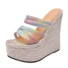 Fashion Multi-Colors Street Wear Braid Womens Sandals 2021 16 cm Platform Wedges Open / Peep Toe Sandals