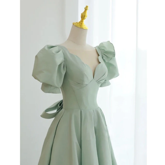 Sage Green Satin Dress | Veaul