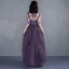 Élégant Grape Robe De Bal 2017 Encolure Dégagée 1/2 Manches Appliques En Dentelle Ceinture Volants Tulle Longue Robe De Ceremonie