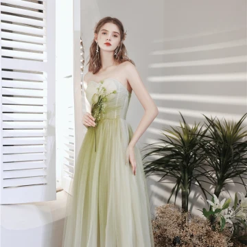 Chic Beautiful Green Prom Dresses 2021 A Line Princess Strapless Beading Sequins Appliques Sleeveless Backless Floor Length Long Prom Formal Dresses