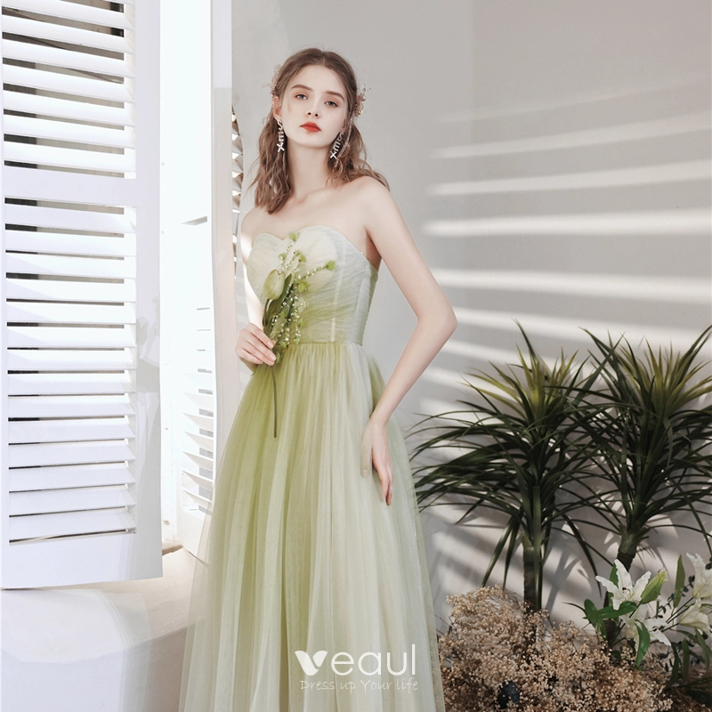 Strapless Appliques Tulle Long Prom Dresses, A-line 2021 Prom Dresses, Elegant Prom Dresses Strapless Appliques Tulle Long Prom Dresses, A-line 2021 Prom Dresses, Elegant Prom Dresses