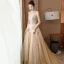 Charming Champagne Prom Dresses A-Line / Princess 2021 Halter Beading Tassel Sleeveless Backless Floor-Length / Long Prom Formal Dresses