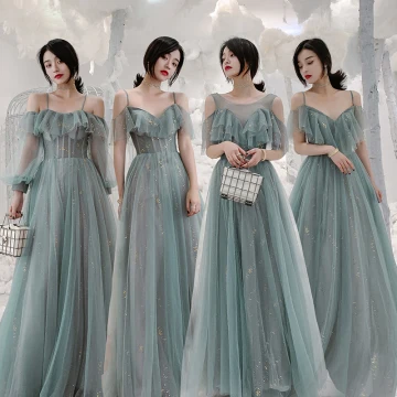 Chic Belle Vert Paillettes Robe Demoiselle D Honneur 2021 Princesse Bretelles Spaghetti Manches Courtes Dos Nu Longue Demoiselle D Honneur Robe Pour Mariage