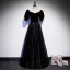 Bling Bling Sternenklarer Himmel Schwarz Star Pailletten Ballkleider 2021 A Linie Eckiger Ausschnitt Kurze Ärmel Rückenfreies Lange Ball Festliche Kleider