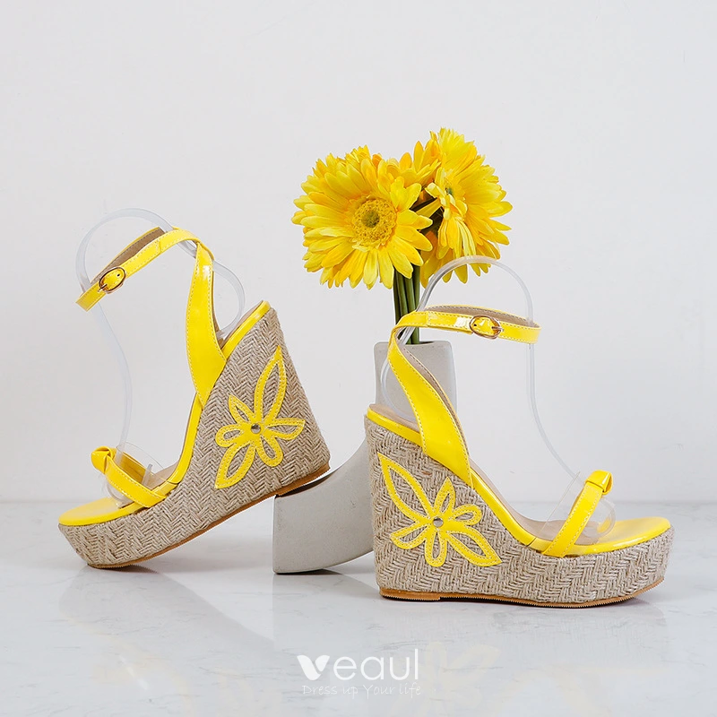 Women Ladies Fashion Wedges Platforms Floral High Heels Shoes Sandals