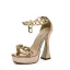Sexy Gold Street Wear Womens Sandals 2021 Waterproof Metal Ankle Strap 13 cm Stiletto Heels Open / Peep Toe Sandals High Heels