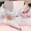 Charming Ivory Lace Flower Wedding Shoes 2021 Leather 5 cm Stiletto Heels Pointed Toe Wedding High Heels Pumps