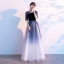 Chic / Beautiful Ocean Blue Star Sequins Prom Dresses 2021 A-Line / Princess V-Neck Suede 1/2 Sleeves Backless Floor-Length / Long Prom Formal Dresses