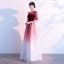Elegant Burgundy Suede Prom Dresses 2021 A-Line / Princess V-Neck Star Sequins 1/2 Sleeves Backless Floor-Length / Long Prom Formal Dresses