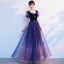 Bling Bling Bleu Roi Étoile Paillettes Faux Diamant Noeud Robe De Bal 2021 Princesse Encolure Carrée Manches Courtes Dos Nu Longue Promo Robe De Ceremonie