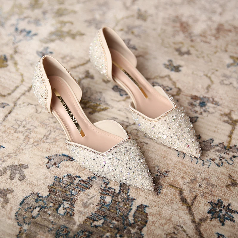 blue dress for baby girl Pleated Tulle Blush Sheer Pumps with Crystal Rose Gold Trim