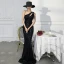 Sexy Scintillantes Noire Paillettes Robe De Soirée 2021 Trompette / Sirène Une épaule Perlage Sans Manches Dos Nu Longue Soirée Robe De Ceremonie