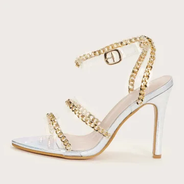 Sexy Zilveren Avond Sandalen Dames 2021 Enkelband 11 Cm Naaldhakken Stiletto Peep Toe Sandalen Hoge Hakken