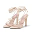 Sexy Roman Beige Evening Party Womens Sandals 2021 Ankle Strap 13 cm Stiletto Heels Open / Peep Toe Pumps High Heels