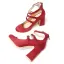 Modest / Simple Burgundy Street Wear Suede Womens Sandals 2021 Ankle Strap 10 cm Thick Heels Round Toe Sandals High Heels