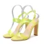 Transparent Gelb Cocktail Abend Sandalen Damen 2021 Knöchelriemen 11 cm Thick Heels Peeptoes Sandaletten Hochhackige