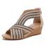 Roman Beige Street Wear Stripe Womens Sandals 2021 5 cm Wedges Open / Peep Toe Sandals