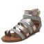Roman Silver Street Wear Flat Womens Sandals 2021 Ankle Strap Open / Peep Toe Sandals
