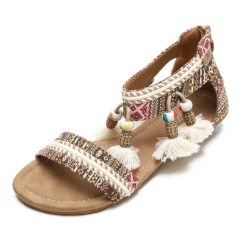 Bohemia Ethnic Brown Casual Flat Womens Sandals 2021 Open Peep Toe Sandals