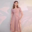 Modest / Simple Blushing Pink Homecoming Graduation Dresses 2021 A-Line / Princess Square Neckline Short Sleeve Tea-length Formal Dresses
