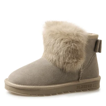 Mode Stövlar Dam 2017 Kaki Läder Stövletter Mocka Casual Vinter Platt Snow Boots