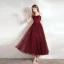 Chic / Beautiful Burgundy Homecoming Prom Dresses Evening Dresses  Graduation Dresses 2021 A-Line / Princess Spaghetti Straps Beading Crystal Sequins Sleeveless Backless Floor-Length / Long Formal Dresses