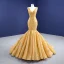 Haut de Gamme Doré Robe De Mariée 2021 Trompette / Sirène V-Cou Perlage Perle Paillettes Sans Manches Dos Nu Train De Balayage Mariage