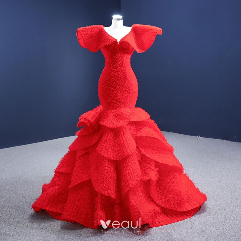 Red Trumpet Wedding Dress